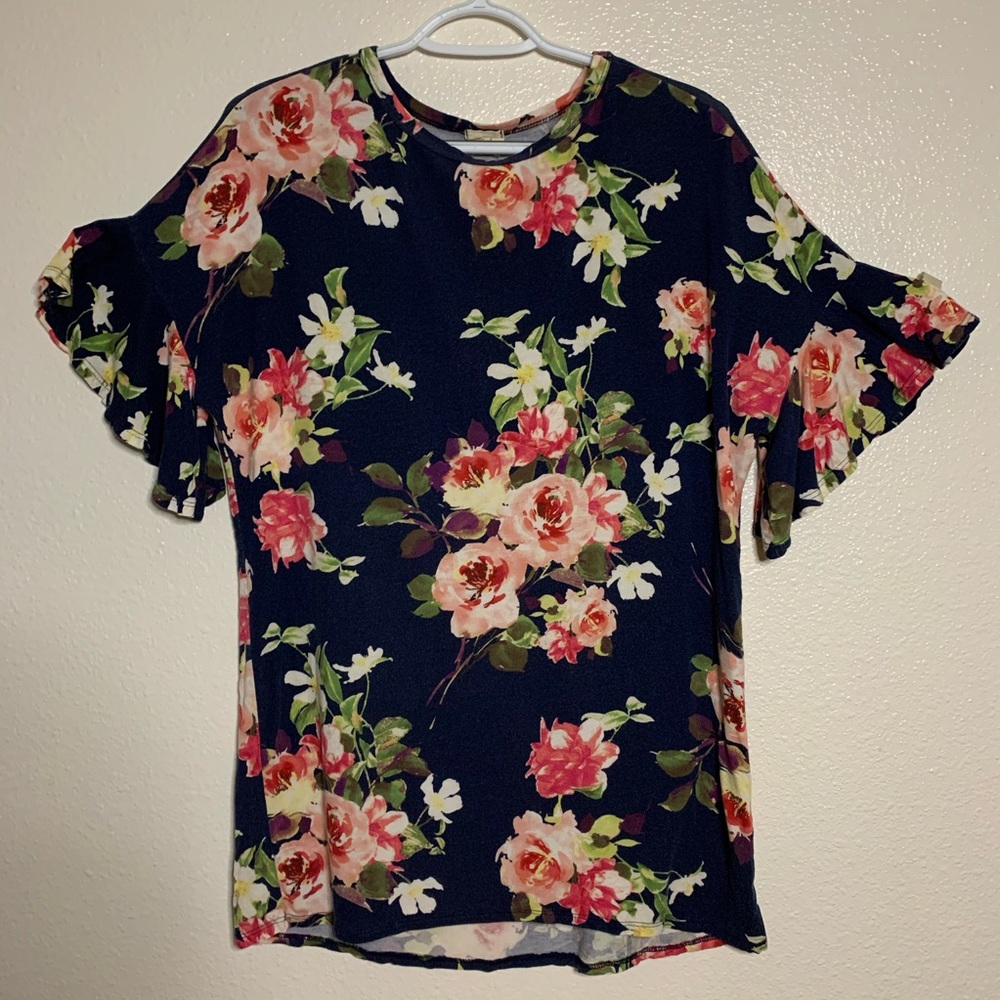 Emberley Short Sleeve Shirt with Ruffled Sleeves